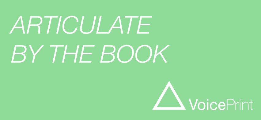 Graphic with the words "Articulate By The Book" on it